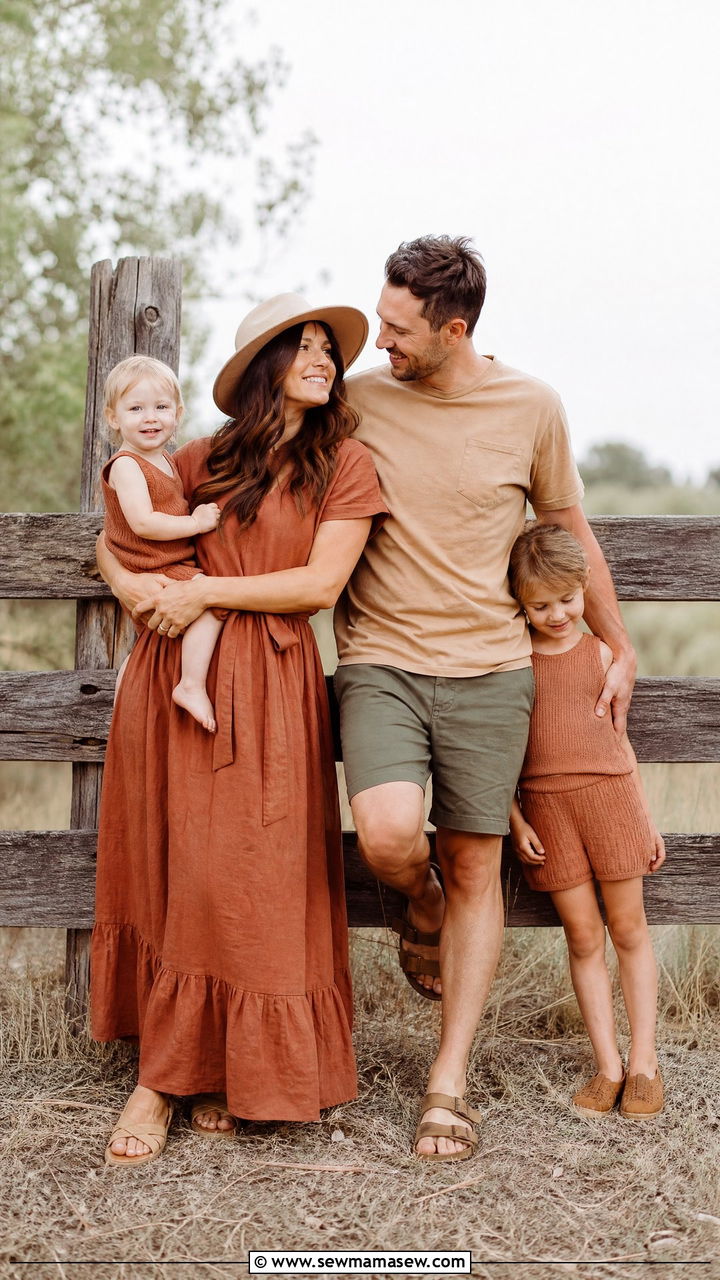 Earth Tone Outfits for Rustic Summer Family Portraits - 30 summer family photoshoot outfit ideas