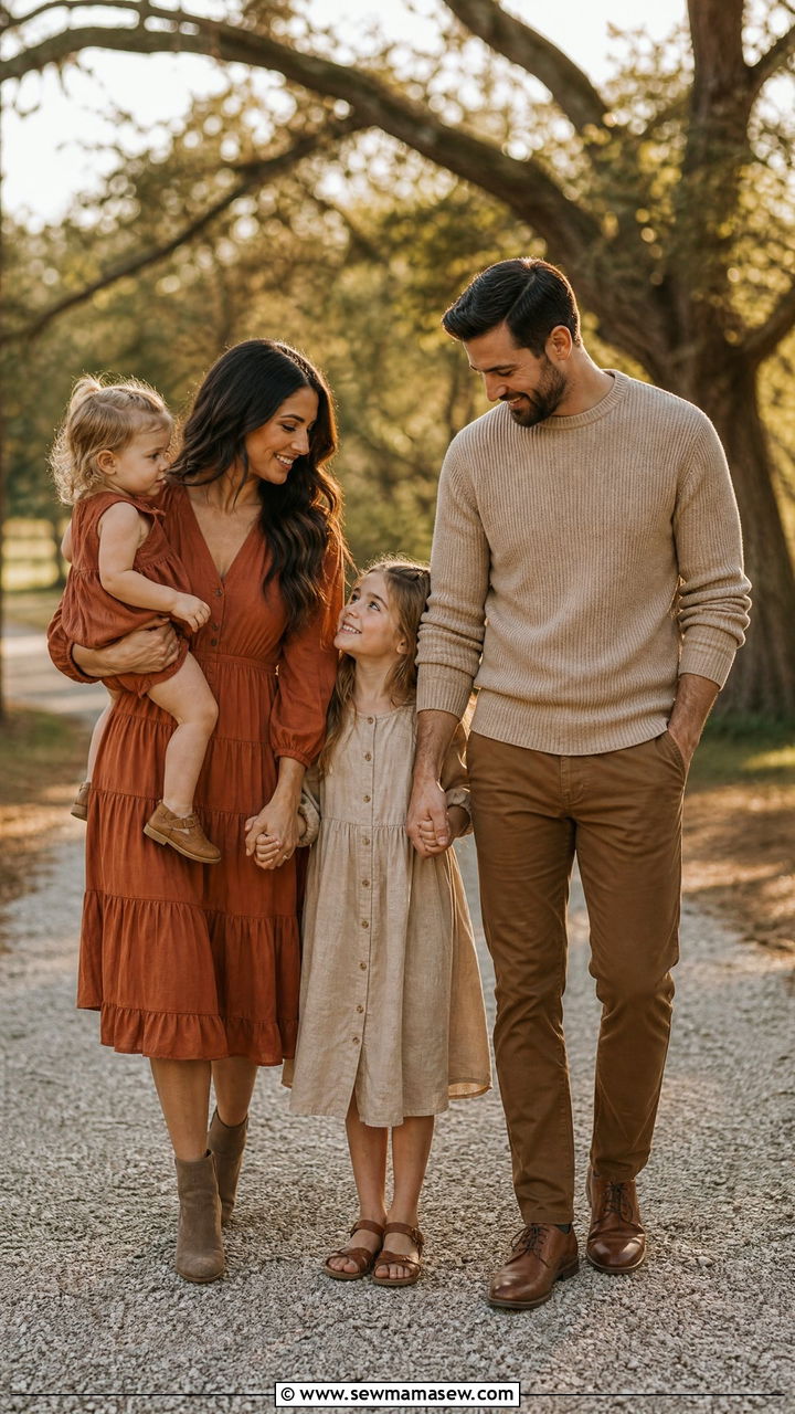 Earth Tone Rust And Tan Family Outfit - 30 Matching spring family outfits