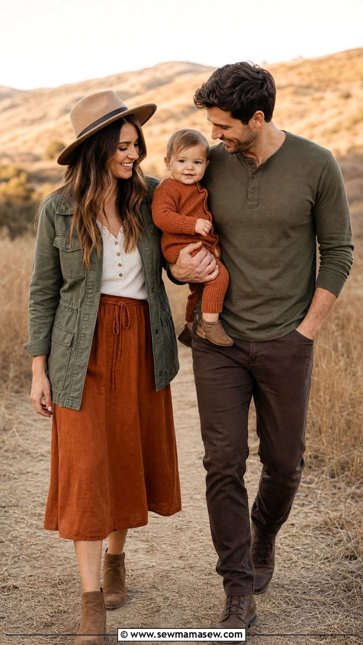 Earth tone family photo outfit with toddler - 25 Family photo outfit ideas with toddlers