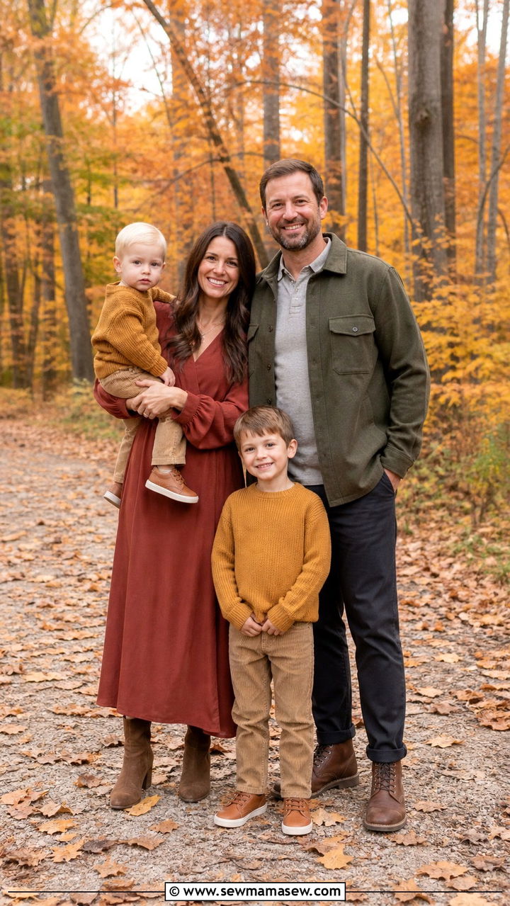 Earth tone layers for family photos - 40 Family photo outfit ideas