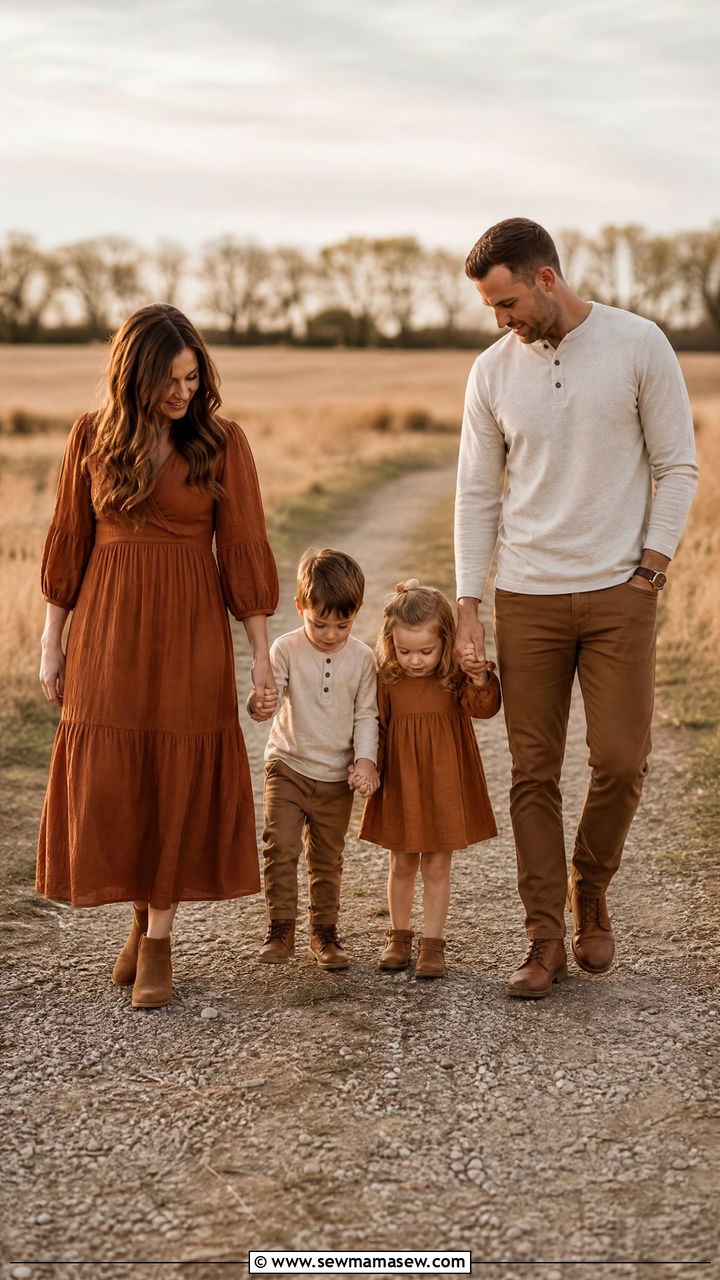 Earthy Brown and Beige Outdoor Family Look - 25 Family spring photo outfit ideas