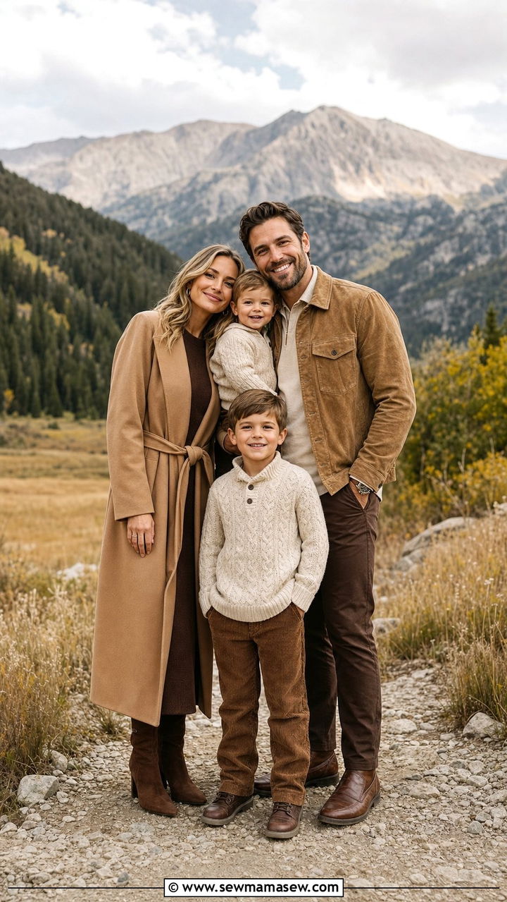 Earthy Brown and Camel Family Photo Outfit - 25 family photo outfits aesthetic