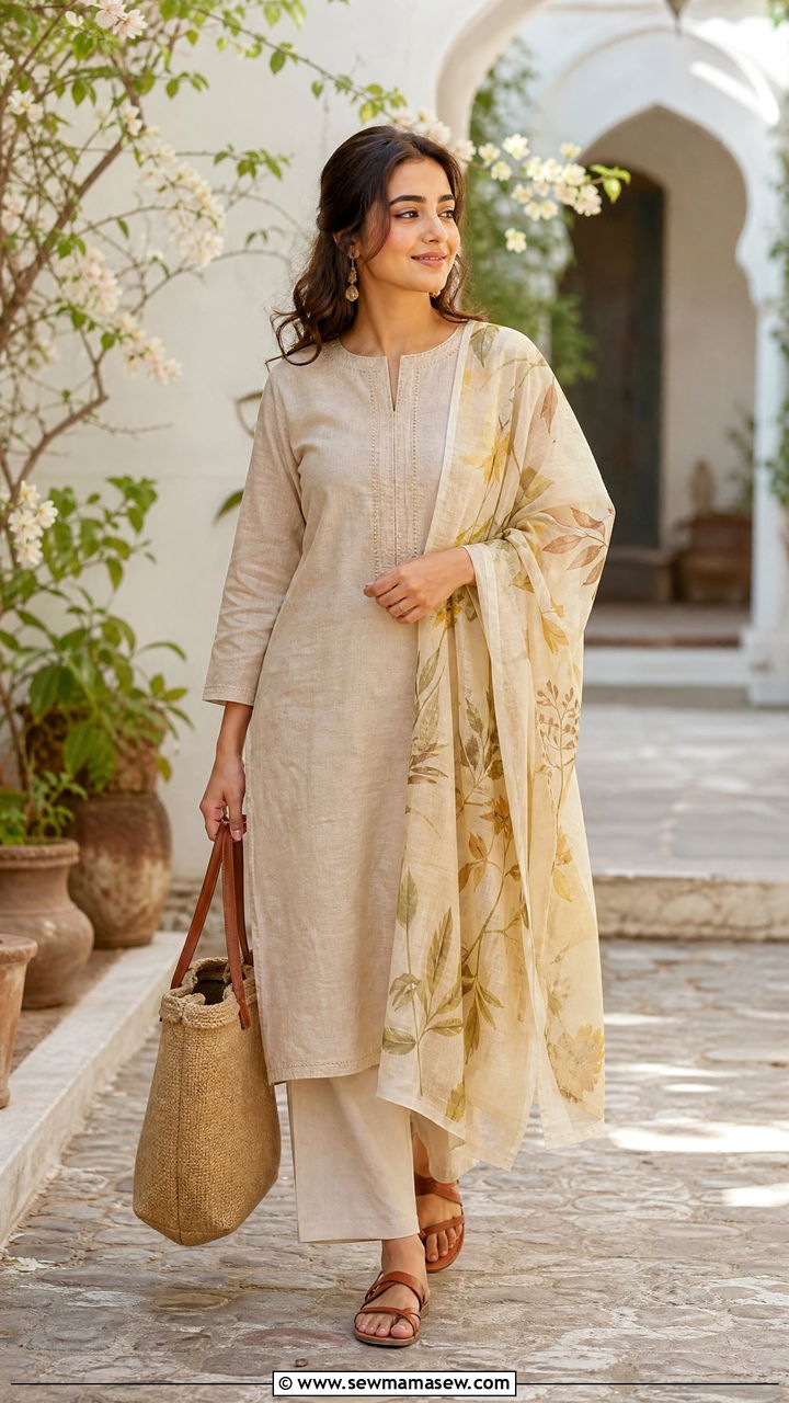 Eco Friendly Khadi Kurta with Culottes - 30 Eid al Fitr outfit ideas