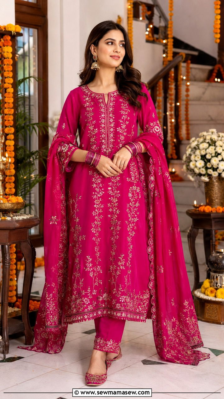 Eid Embroidered Suit With Bangles - 30 Islamabad outfit ideas