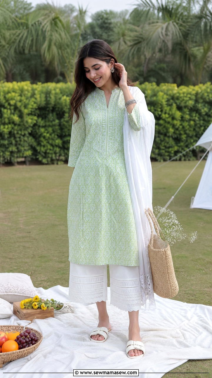 Eid al Adha cotton kurta with culottes - 30 Eid al Adha outfit ideas