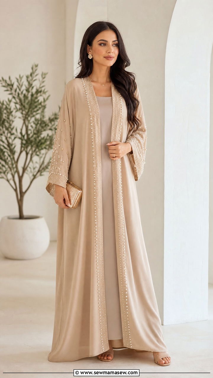 Eid al Adha embellished abaya look - 30 Eid al Adha outfit ideas
