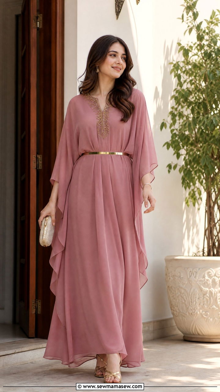 Eid al Adha kaftan with belt - 30 Eid al Adha outfit ideas