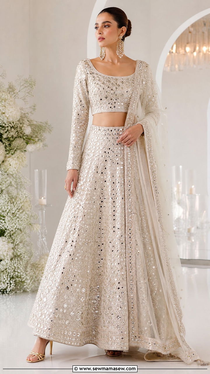 Eid al Adha mirror work lehenga - 30 Eid al Adha outfit ideas