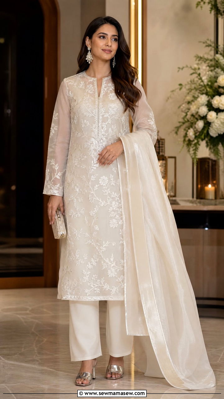 Eid al Adha organza kurta set - 30 Eid al Adha outfit ideas