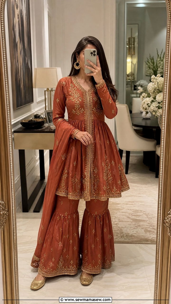 Eid al Adha peplum with gharara - 30 Eid al Adha outfit ideas