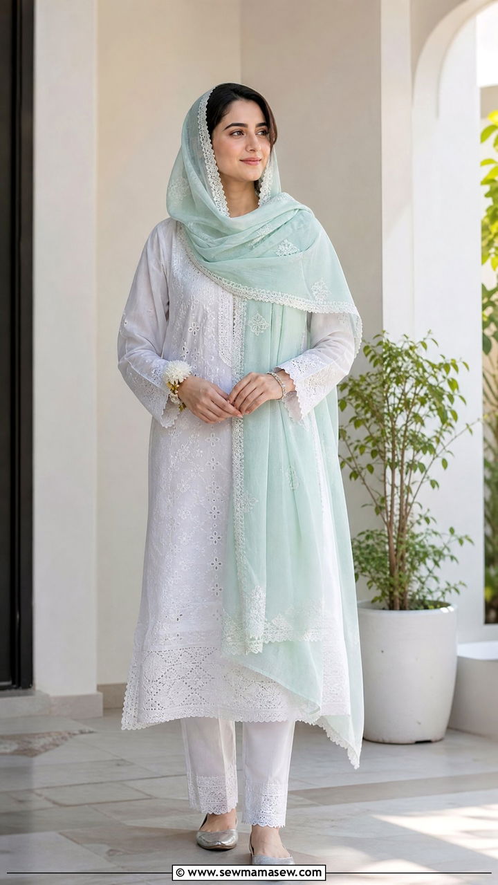 Eid al Adha white shalwar kameez - 30 Eid al Adha outfit ideas