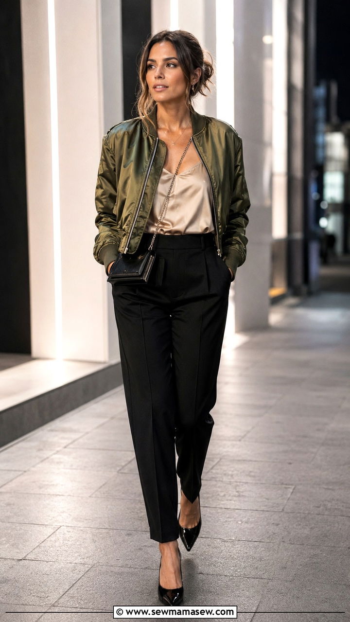 Elevated Bomber Jacket with Tailored Trousers - 25 2026 fashion trends women classy