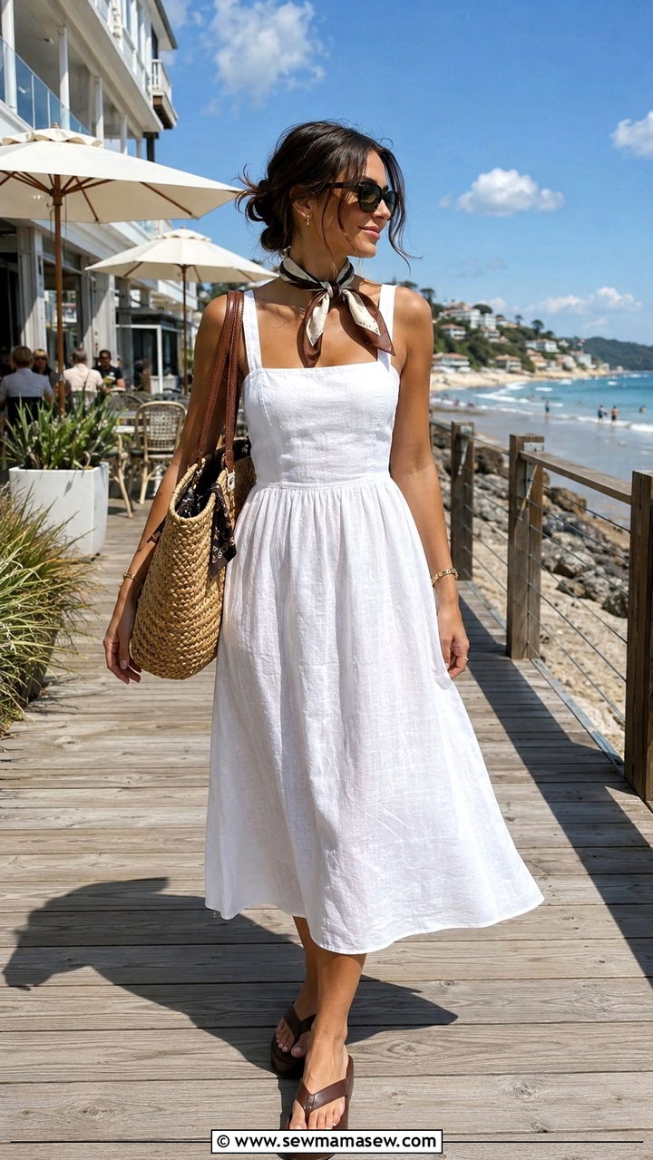 Elevated Flip Flops With Linen Midi Dress - 20 Spring 2026 outfit trends