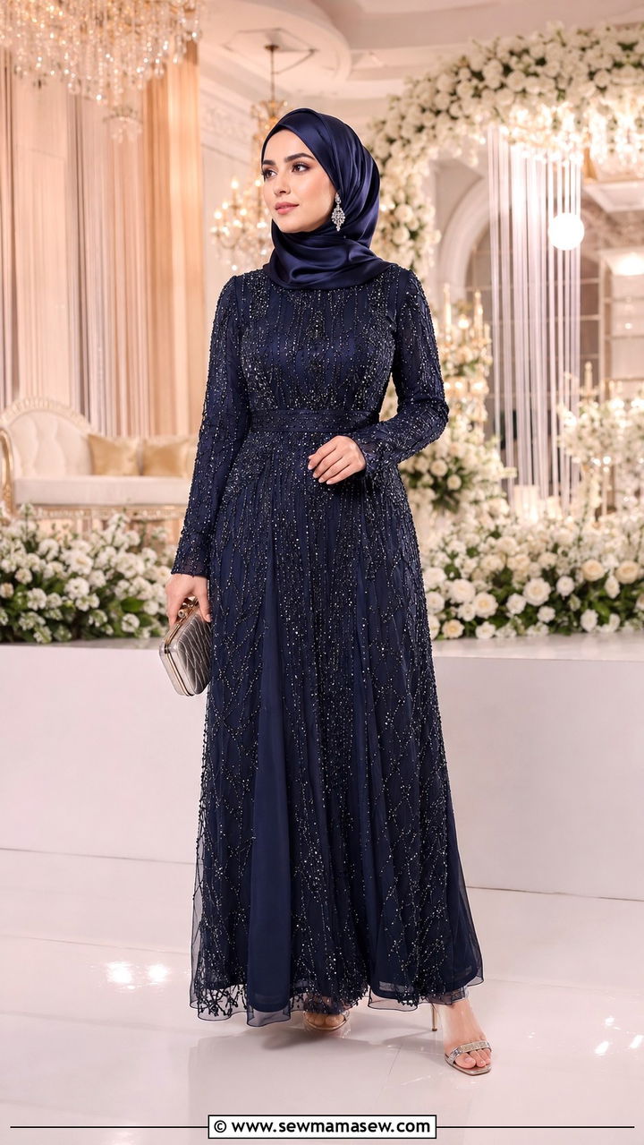 Embellished Long Sleeve Maxi for Nikkah - 25 Wedding guest outfit ideas Nikkah ceremony
