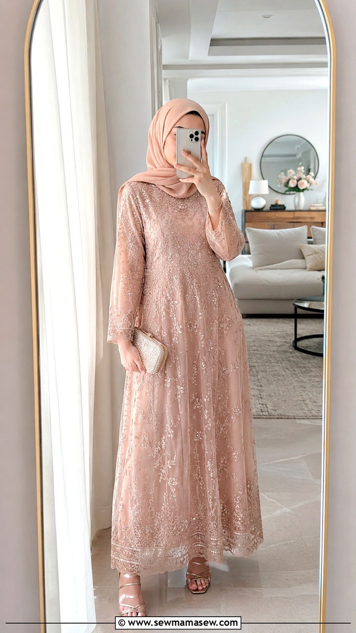 Embellished Maxi Dress For Nikkah - 20 Modest outfit ideas for Nikkah