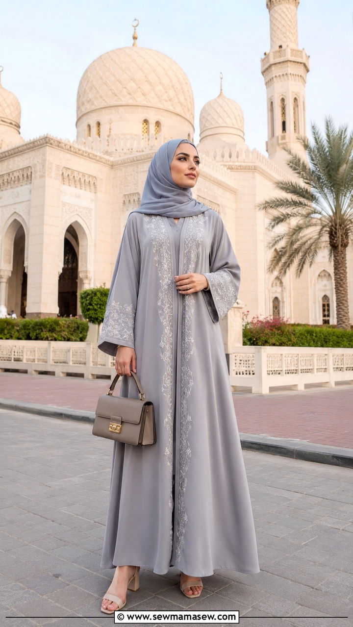 Embroidered Abaya with Block Heels Dubai - 30 Dubai outfit ideas modest