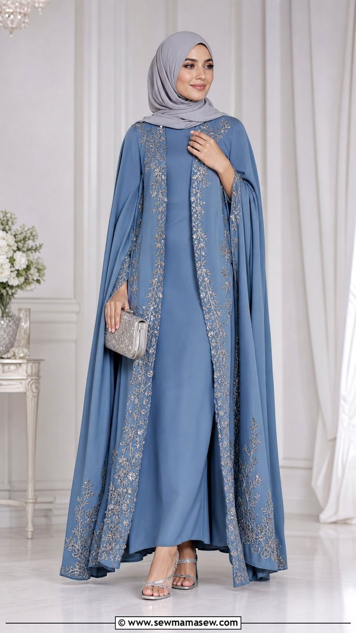 Embroidered Cape Abaya - 25 Eid outfit ideas Arabic