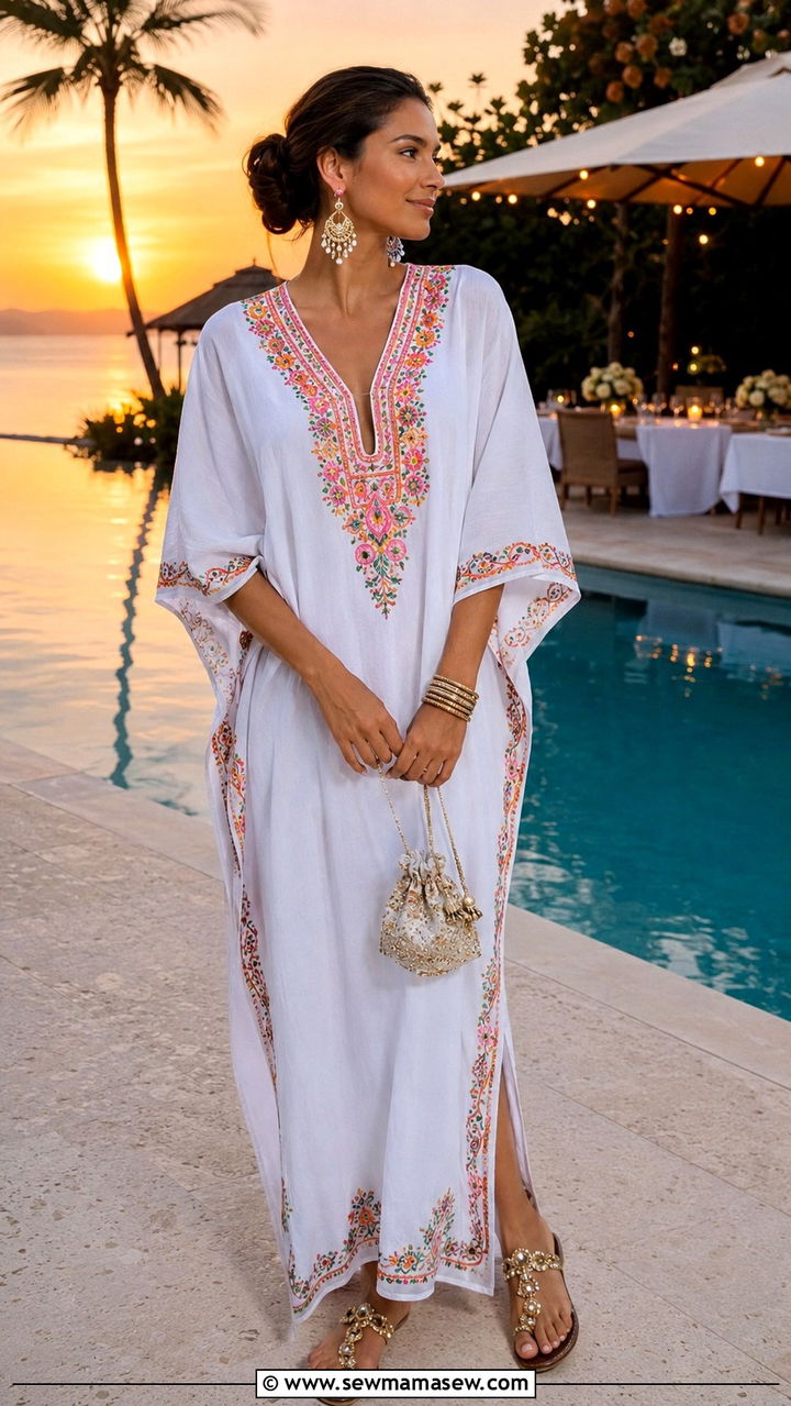 Embroidered Cotton Caftan Outfit - 25 resort outfits inspo