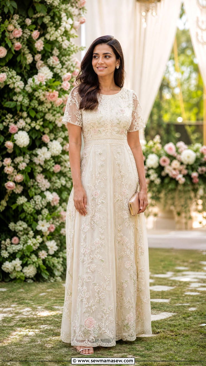 Embroidered Embellished Maxi Dress Wedding Guest - 30 classy summer wedding guest outfit ideas