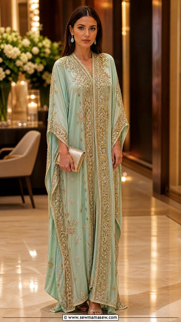 Embroidered Kaftan with Heels - 40 What to wear in Dubai