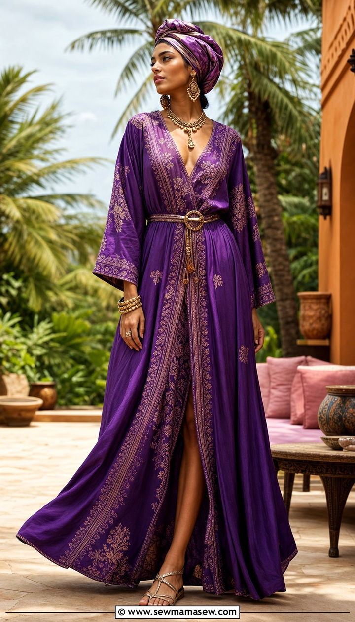 Embroidered Maxi Dress with Silk Headwrap Outfit - 25 Spring fashion ideas