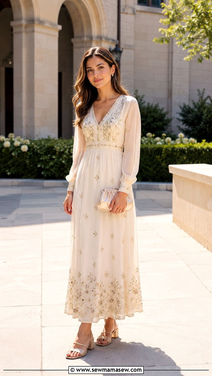 Embroidered Maxi Dress - 30 modest graduation outfit ideas