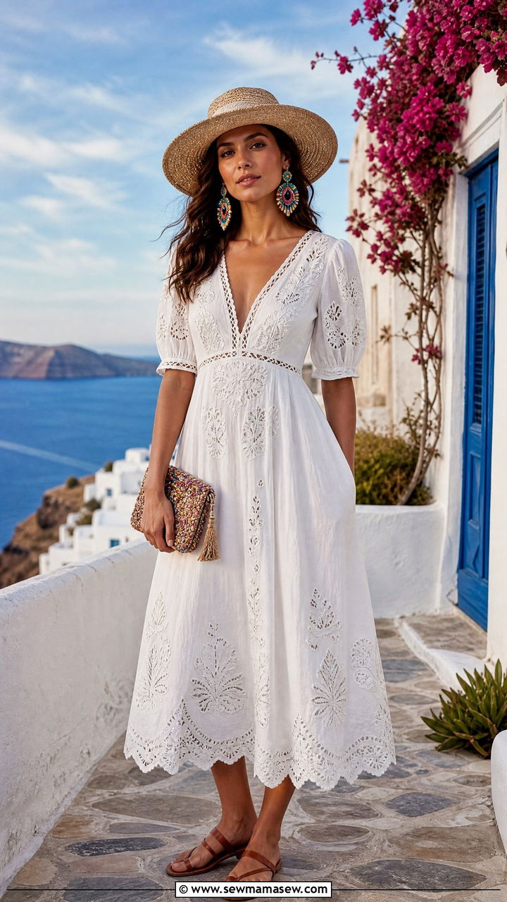 Embroidered Midi Dress For Destination Wedding - 30 Midi dress for wedding guest outfit ideas