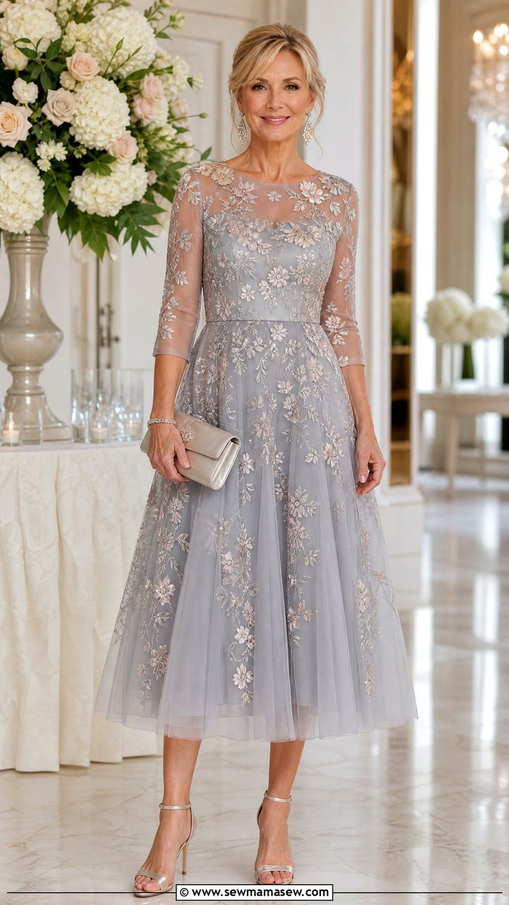 Embroidered Tulle Dress Outfit for Women Over 50 - 30 Dress outfit ideas for women over 50