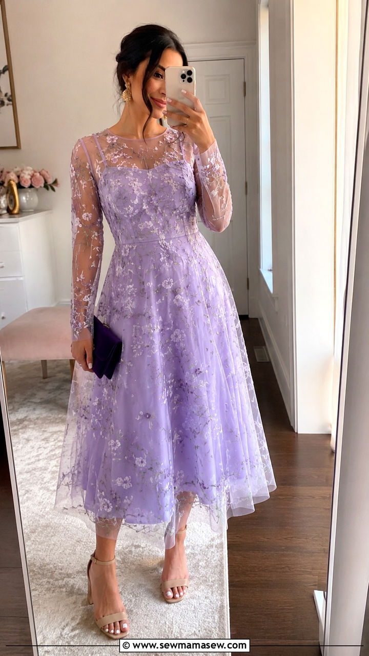 Embroidered Tulle Dress With Block Heels - 30 romantic outfits 2026