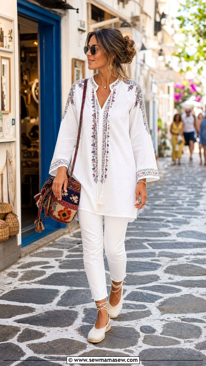 Embroidered Tunic Outfit Bodrum - 35 Bodrum outfit ideas