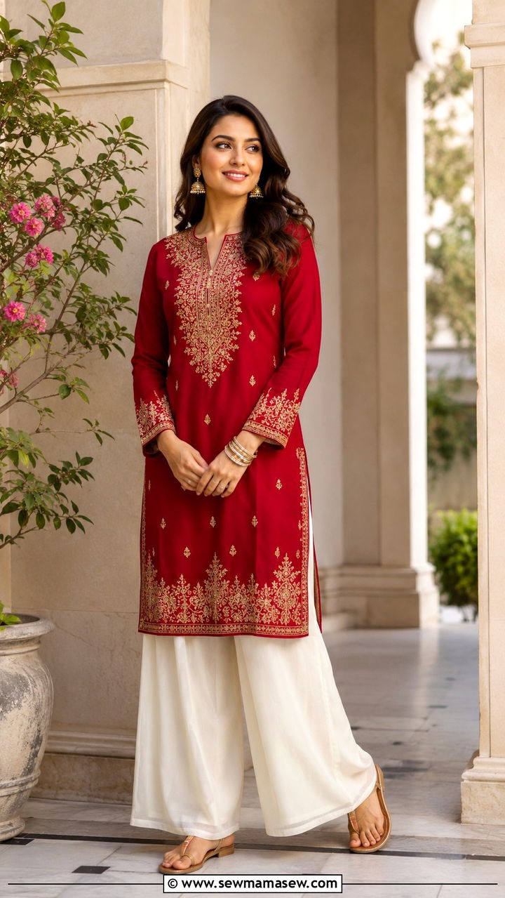 Embroidered Tunic with Palazzo Pants - 30 Lunar new year outfit ideas