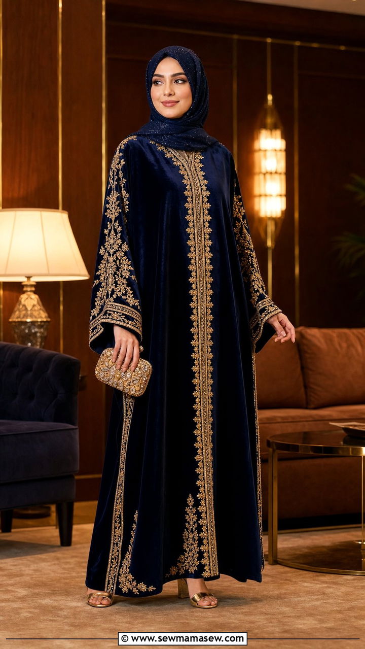 Embroidered Velvet Kaftan For Evening - 25 Eid outfit ideas Arabic