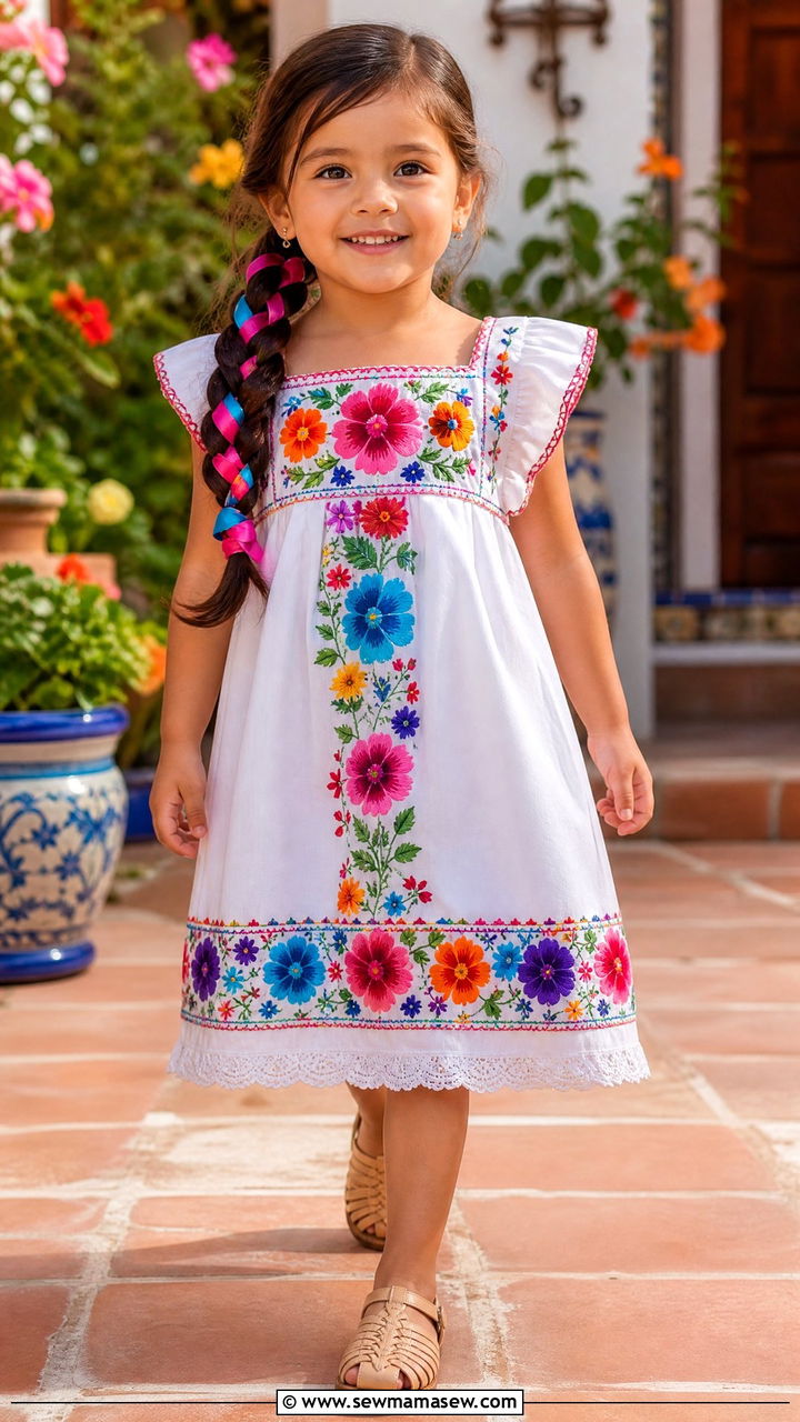 Embroidered peasant dress huaraches preschool outfit - 30 Preschool outfit ideas