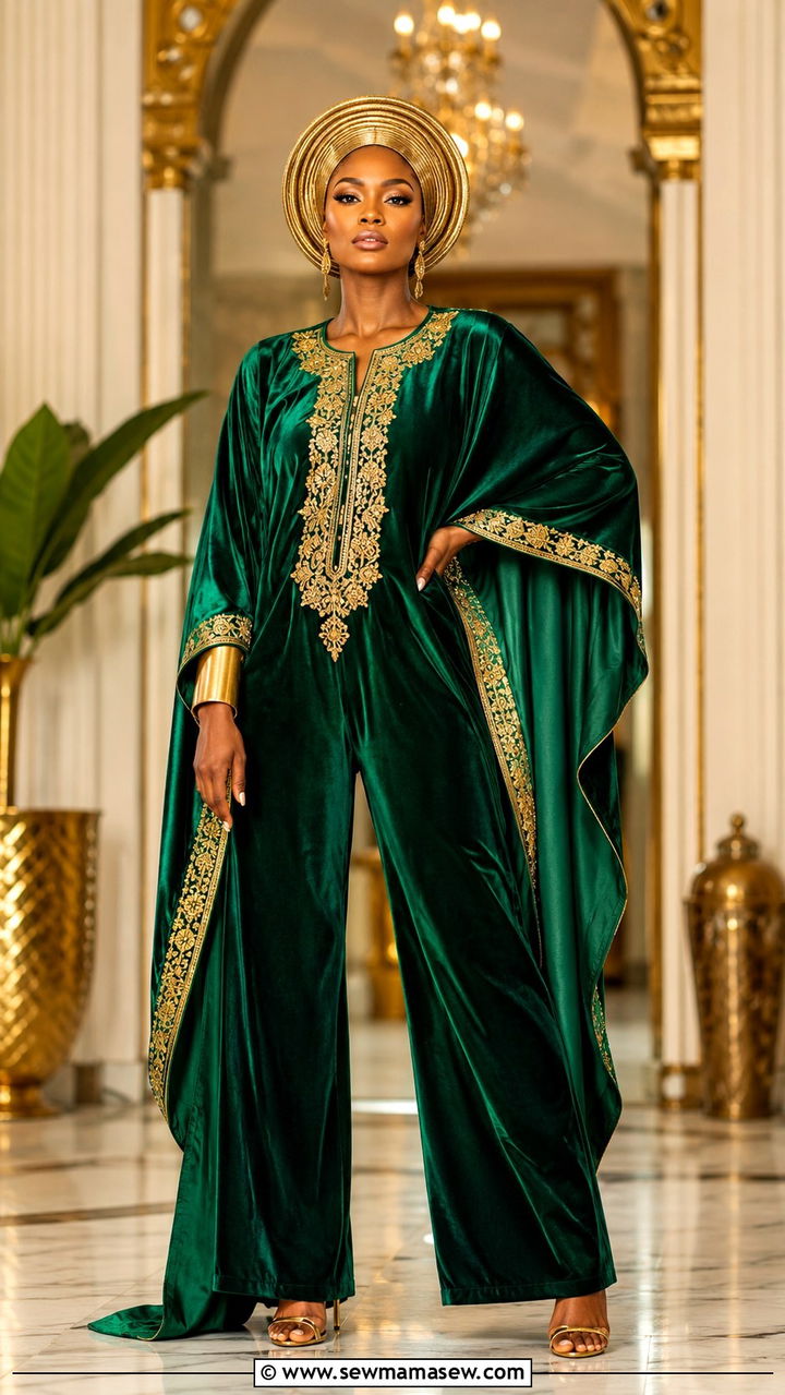 Emerald Green Agbada Inspired Jumpsuit - 20 Wedding guest outfit ideas African wedding