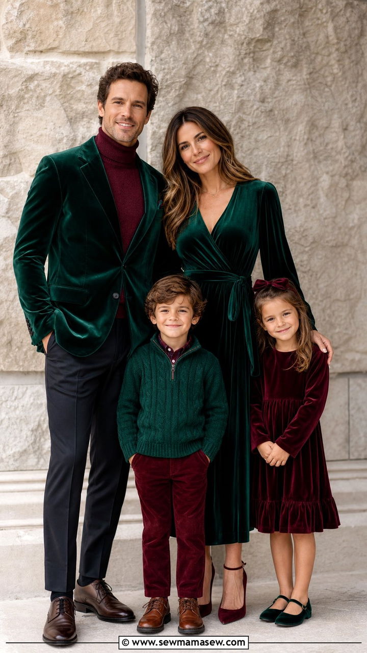 Emerald Green And Burgundy Family Photo Outfit - 25 Family photo outfit ideas matching
