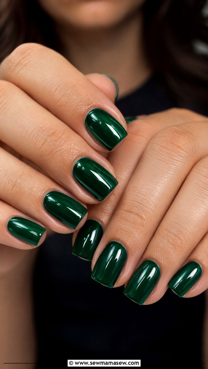 Emerald Green Glossy Gel Nails - 50 gel polish