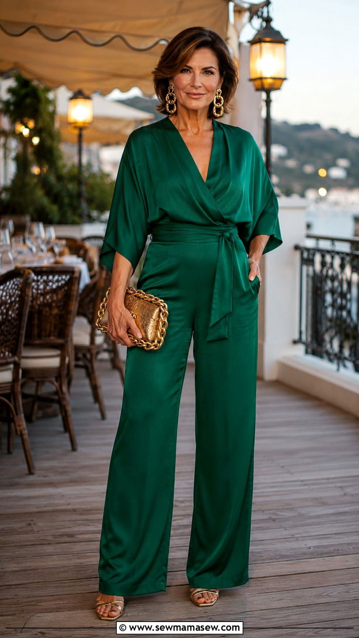 Emerald Green Jumpsuit Evening Look Over 40 - 30 jumpsuit outfits for women over 40