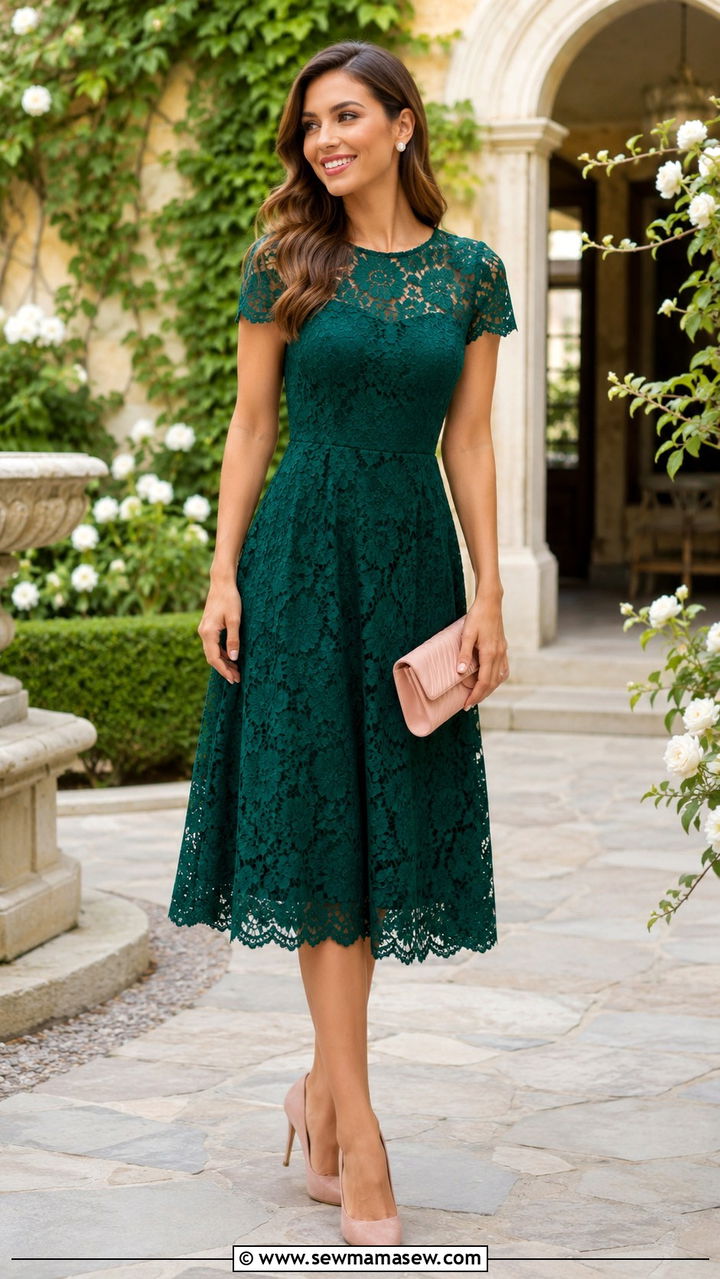 Emerald Green Lace Dress Wedding Guest Outfit - 25 Wedding guest outfit ideas emerald green dress