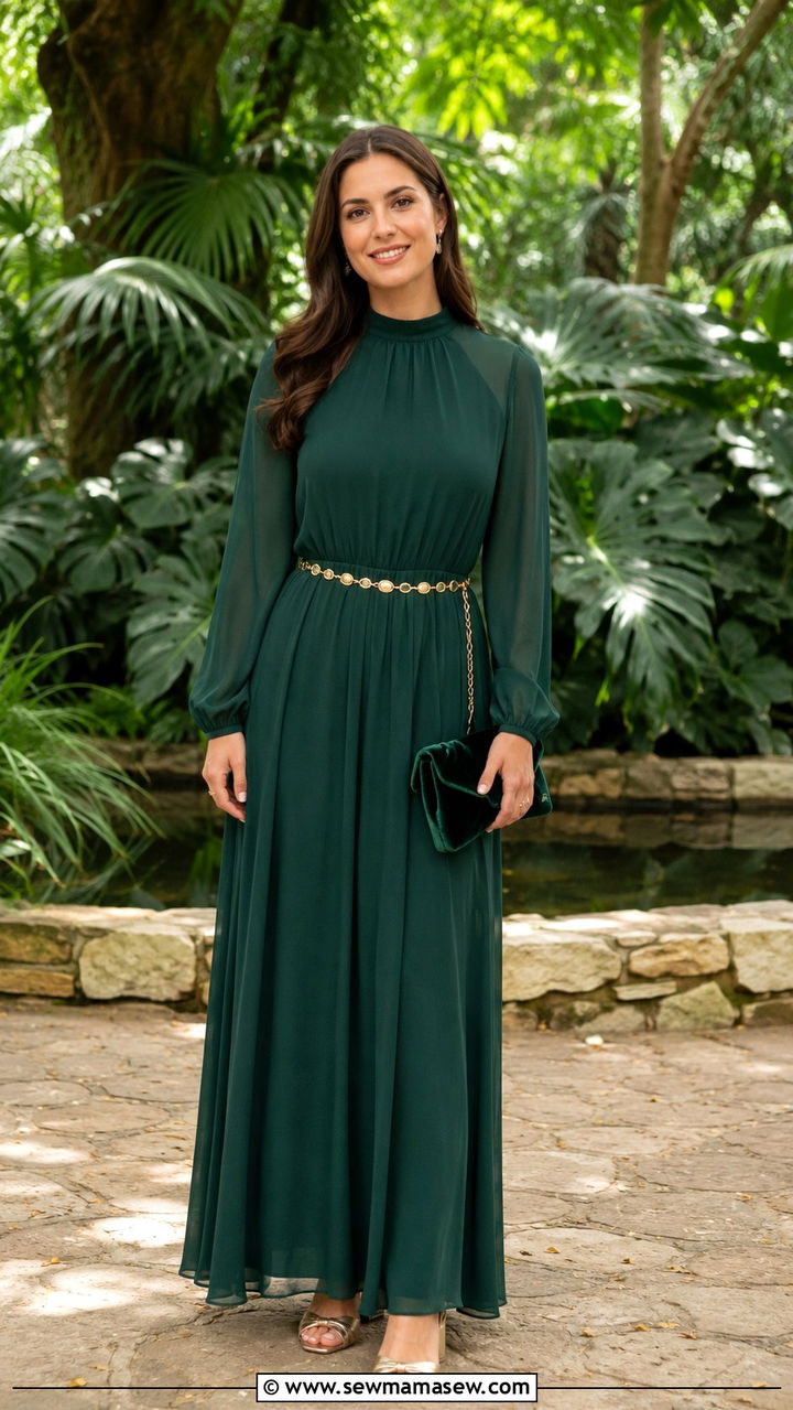 Emerald Green Maxi Dress for Jewish Wedding - 20 Wedding guest outfit ideas Jewish wedding