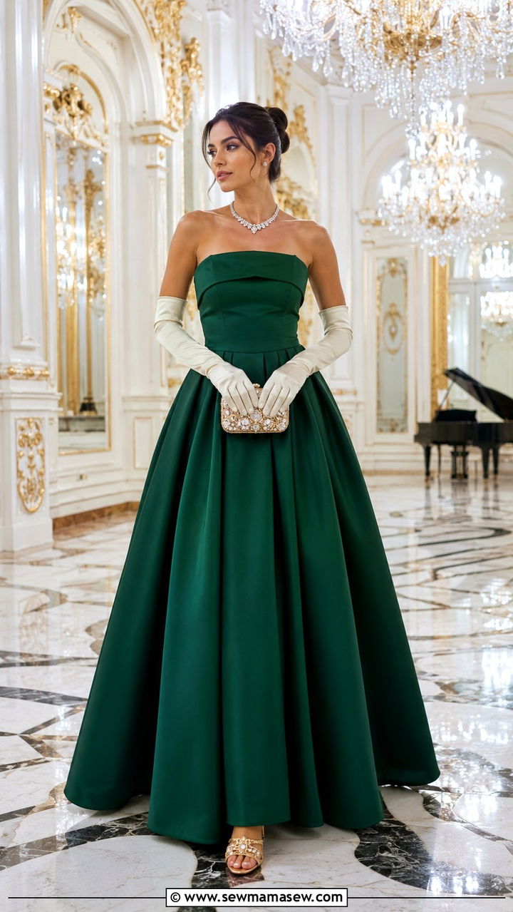Emerald Green Strapless Ball Gown Wedding Guest - 25 Wedding guest outfit ideas emerald green dress