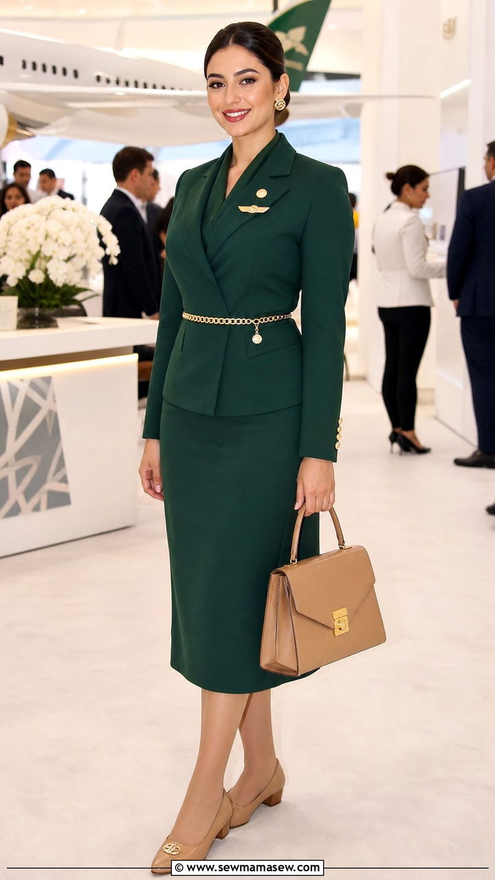 Emerald Green Suit Dress Flight Attendant Outfit - 30 Flight attendant style outfits