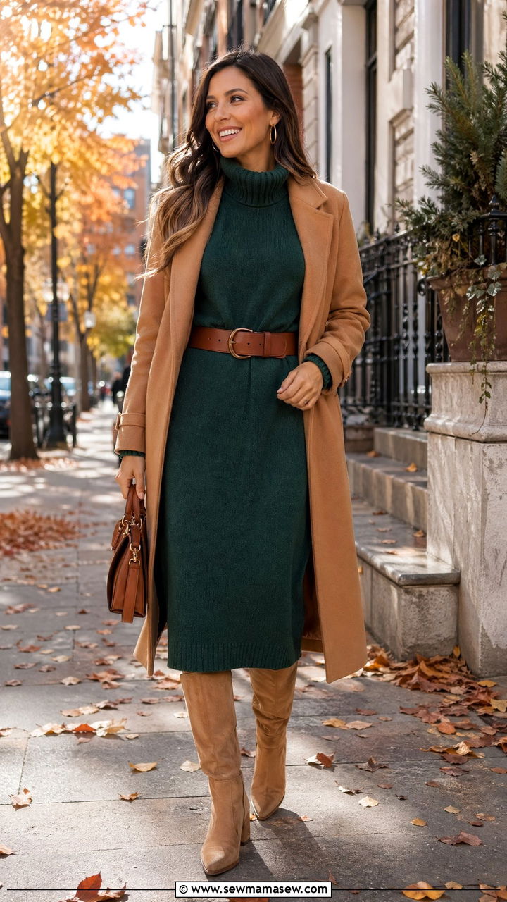 Emerald Green Sweater Dress Outfit - 35 Emerald green outfit ideas