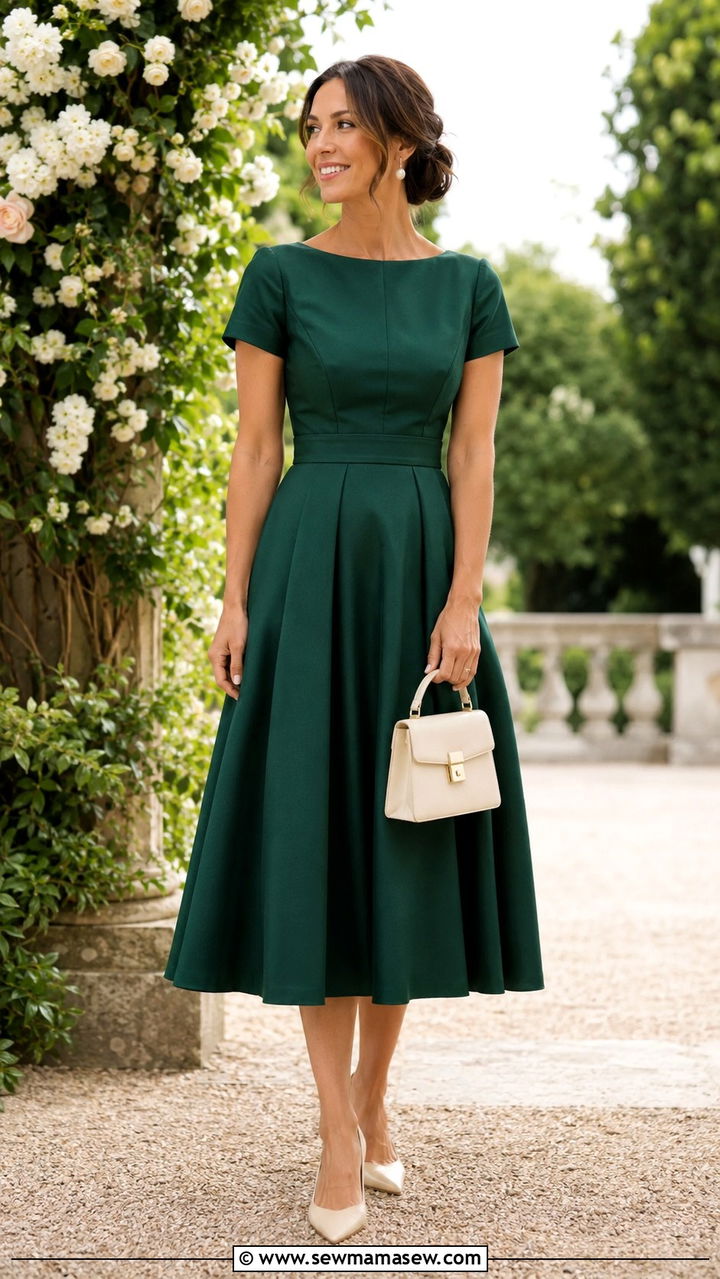 Emerald Green Tea Length Cocktail Dress Wedding - 25 Wedding guest outfit ideas emerald green dress