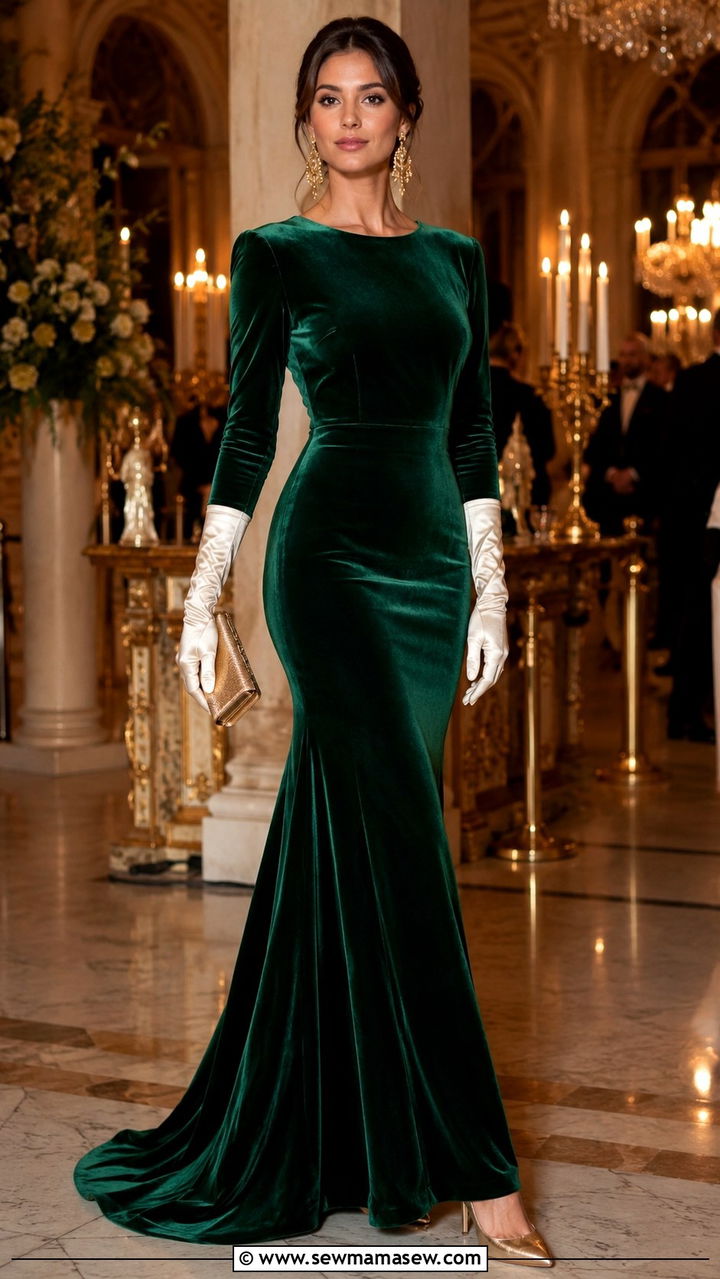 Emerald Green Velvet White Tie Gown - 25 White tie event outfit ideas