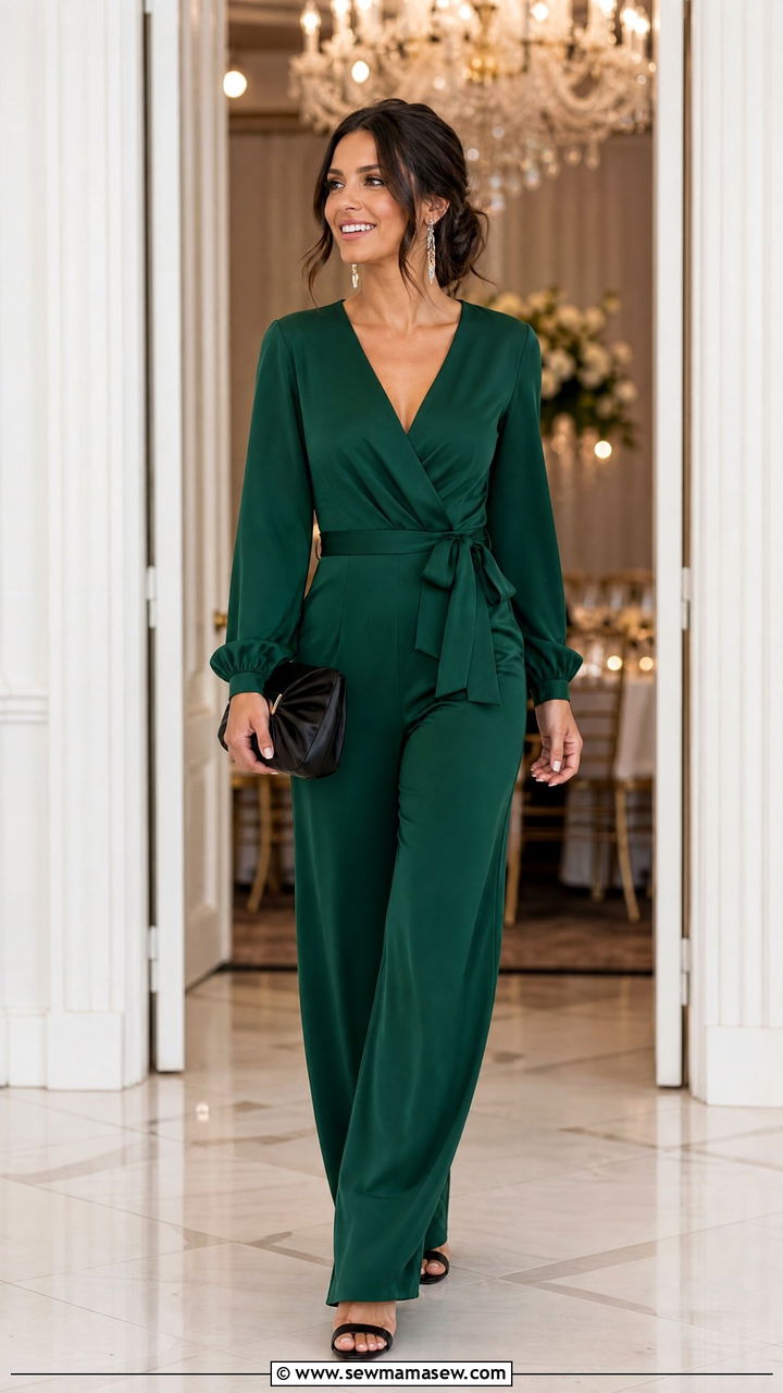 Emerald Jumpsuit Wedding Guest Outfit - 30 Emerald wedding guest dress outfit ideas