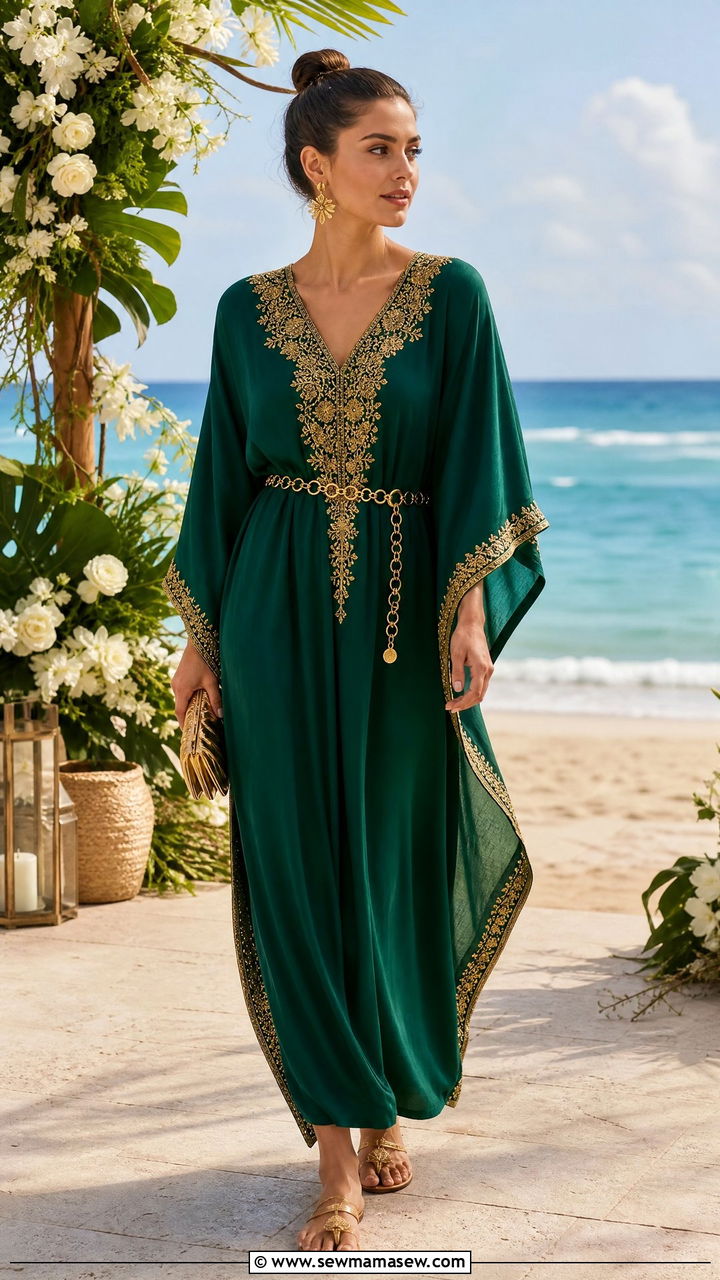 Emerald Kaftan Wedding Guest Outfit - 30 Emerald wedding guest dress outfit ideas