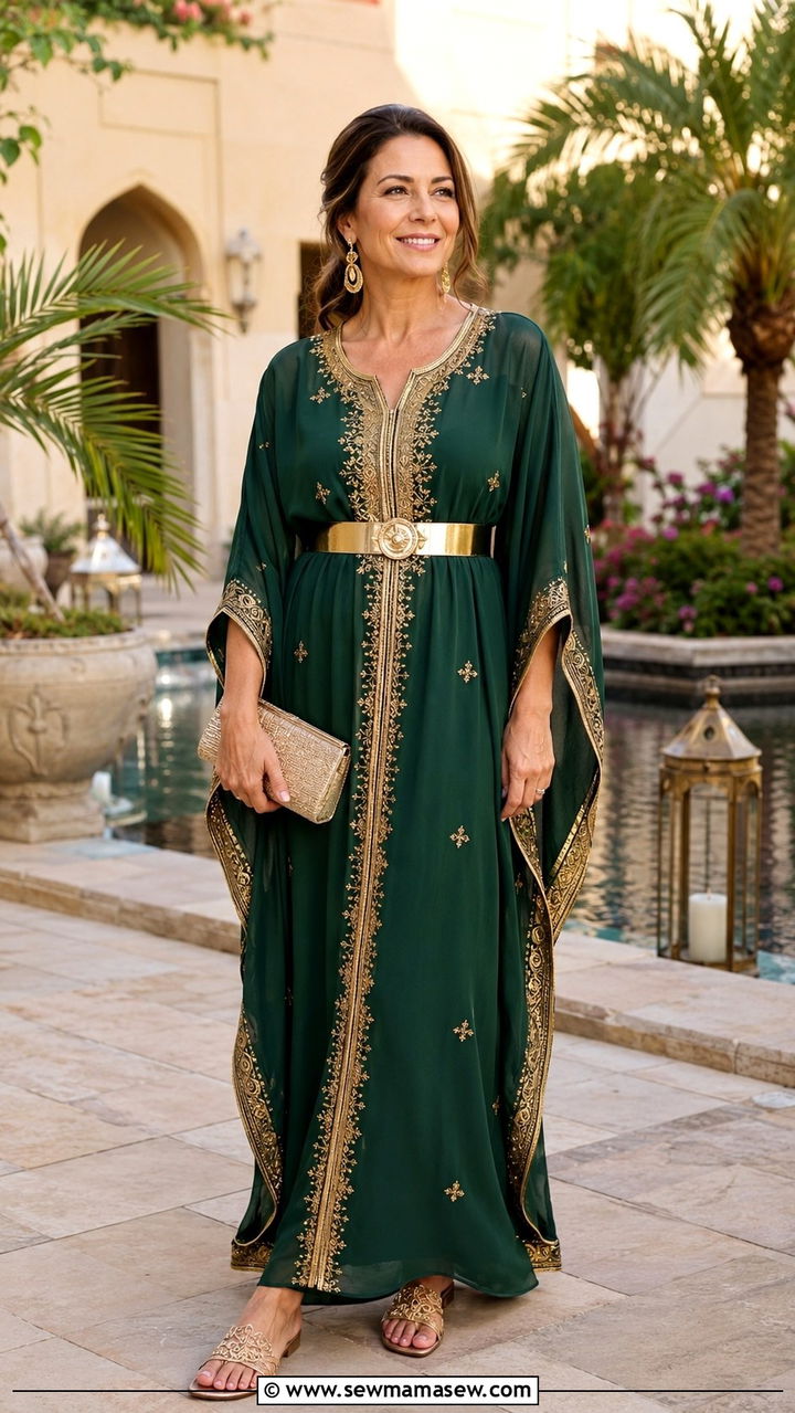 Emerald Kaftan Wedding Guest Outfit - 25 Wedding guest outfit ideas for 50 year old