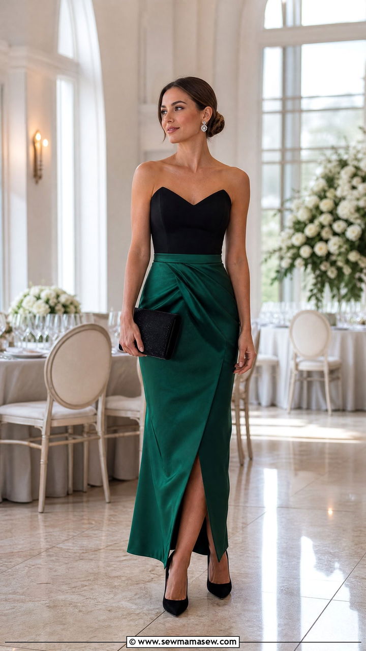 Emerald and Black Color Block Dress - 30 Emerald and black outfit ideas