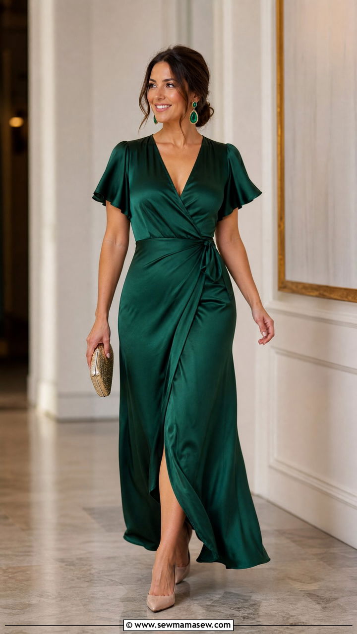 Emerald green maxi dress for wedding guest - 35 Maxi dress for wedding guest outfit ideas
