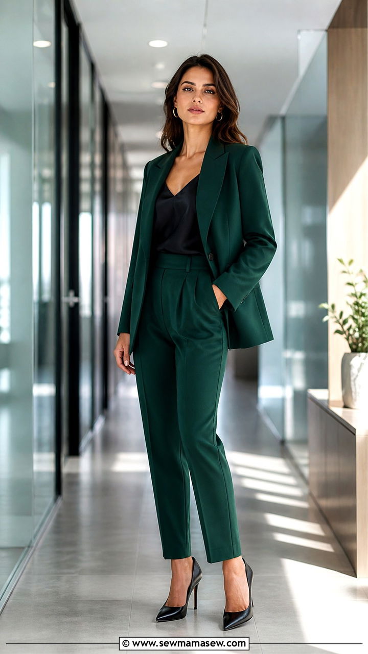 Emerald green office suit 2026 - 40 office outfits 2026